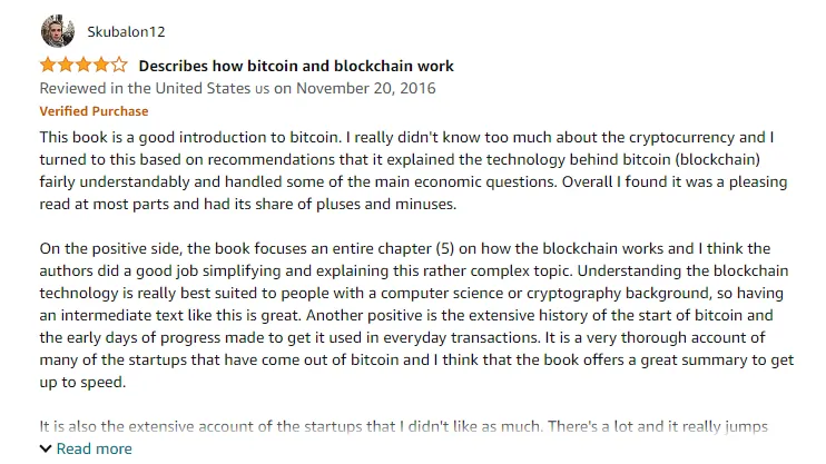 customer review of the book the age of cryptocurrency